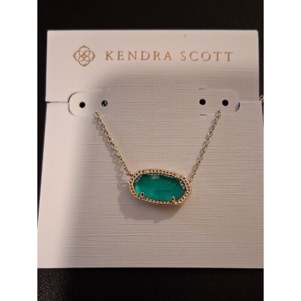 Kendra Scott Elisa Gold Pendant In London Blue Glass 14k Gold Over Brass New